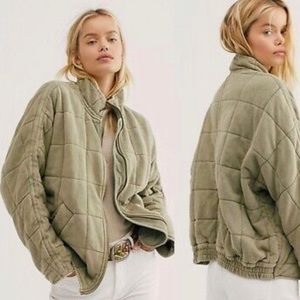 Free People Dolman Quilted Jacket in Olive